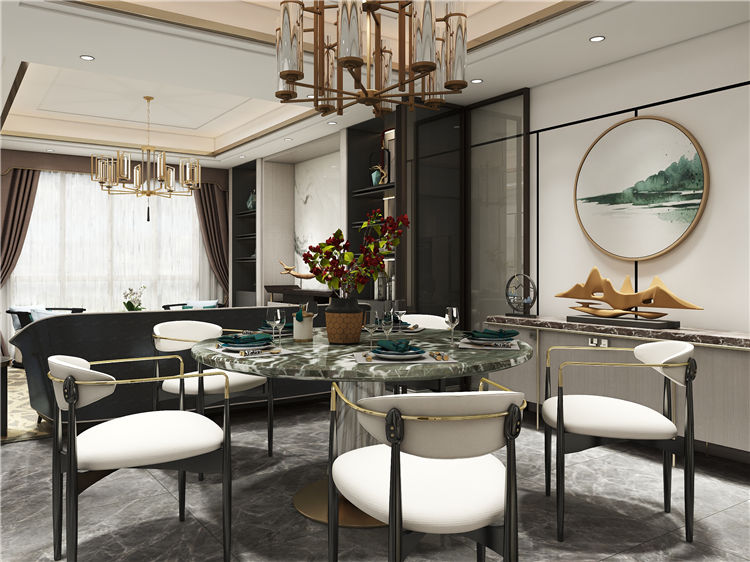 诗音格系列新(xīn)中式客餐厅设计风格效果图欣赏